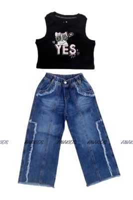 Quần Jeans Dài Lai Xô Đắp Thân 