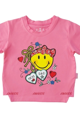 Áo Thun Tay Ngắn Tam Giác Eo Mặt Cười MOM DAD 