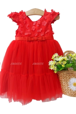 Đầm Lưới Tay Con Hoa Cánh Nổi