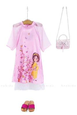 Bộ Áo Dài Cô Gái Áo Bi