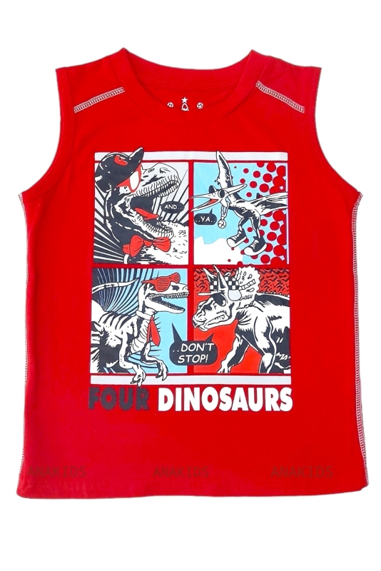 Áo Thun Sát Nách In 4 Khủng Long Fours Dino Saurs