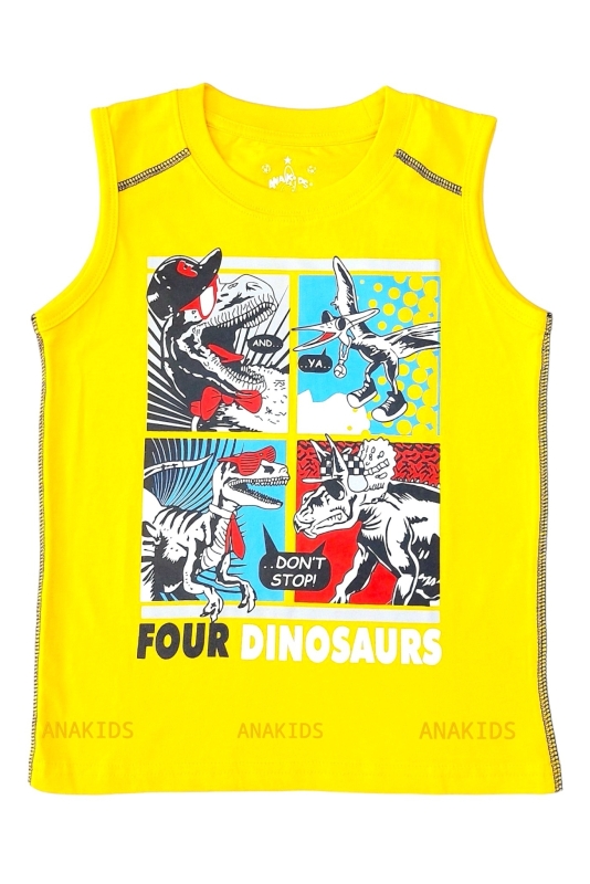 Áo Thun Sát Nách In 4 Khủng Long Fours Dino Saurs