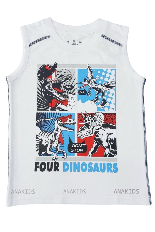 Áo Thun Sát Nách In 4 Khủng Long Fours Dino Saurs