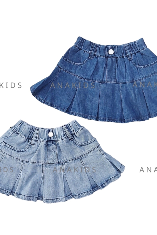 Váy Jeans Xếp Ly 