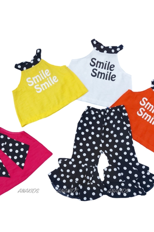 Bộ Sát Nách Smile Quần Loe Chấm Bi 