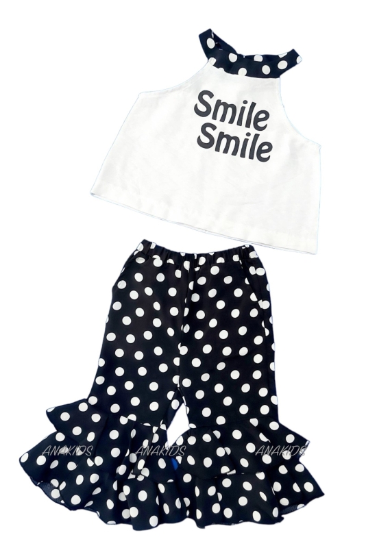 Bộ Sát Nách Smile Quần Loe Chấm Bi 