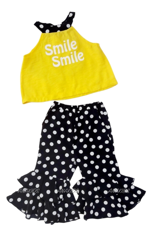 Bộ Sát Nách Smile Quần Loe Chấm Bi 