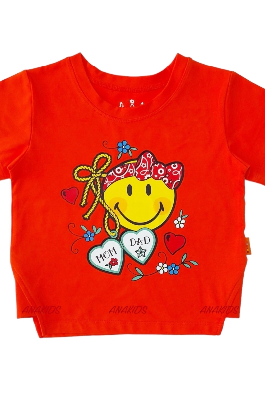 Áo Thun Tay Ngắn Tam Giác Eo Mặt Cười MOM DAD 