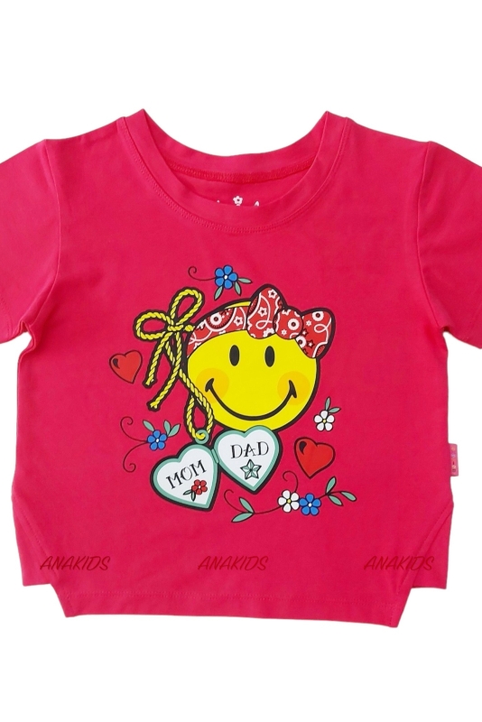 Áo Thun Tay Ngắn Tam Giác Eo Mặt Cười MOM DAD 