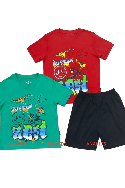Bộ Thun Tay Ngắn Quần Ngắn Mặt Cười Zest