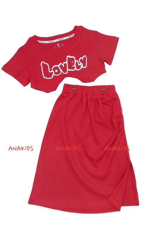Bộ Thun Áo Tay Ngắn Váy Cài Nút LoveLy