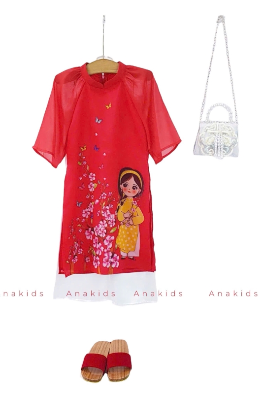 Bộ Áo Dài Cô Gái Áo Bi