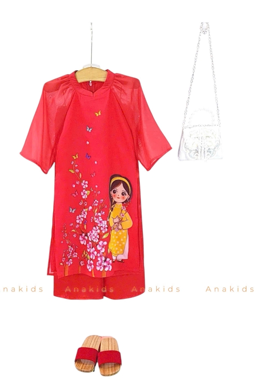 Bộ Áo Dài Cô Gái Áo Bi